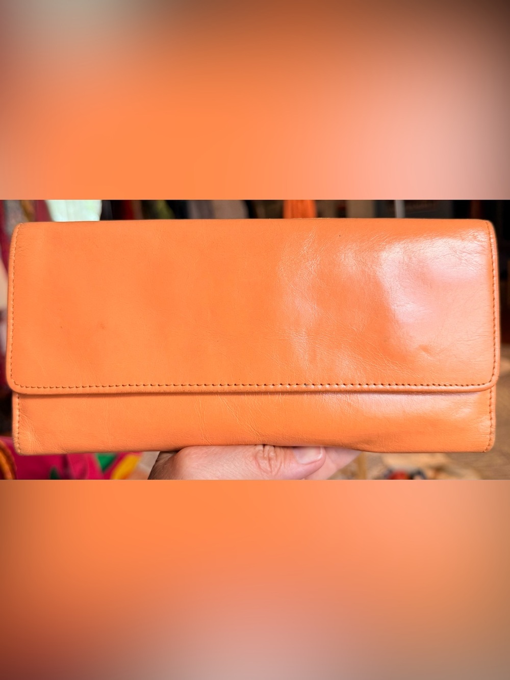 HOBO Orange Leather Sadie Wallet
